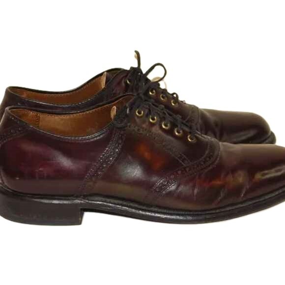 Keith Highlanders Leather Oxford Lace Up Burgandy Dress Shoes Men's Size 8 1/2 - Picture 4 of 12